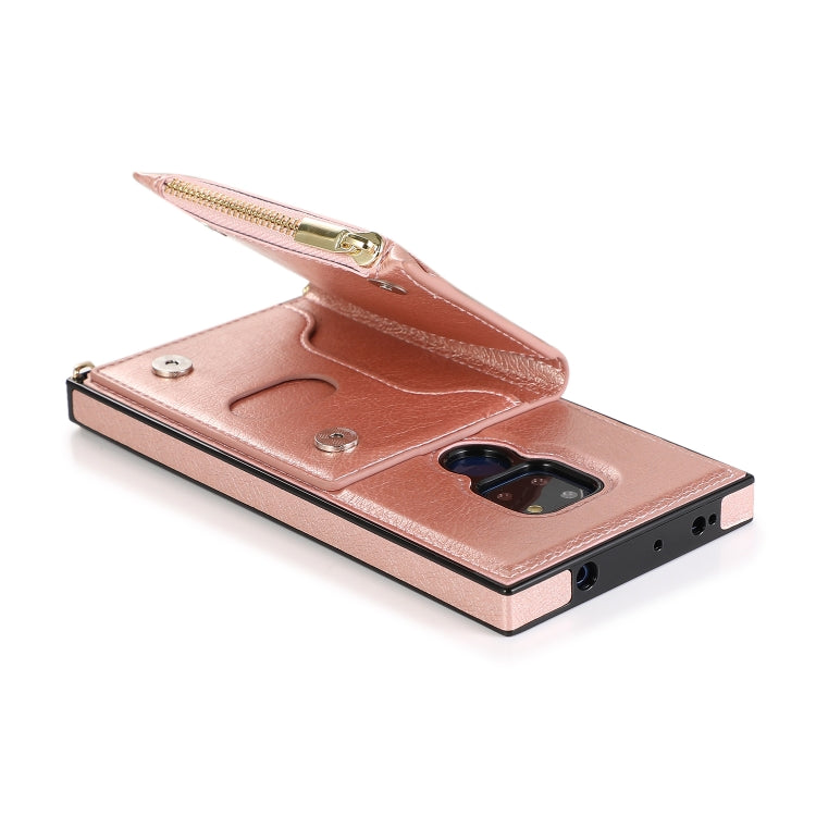 For Huawei Mate 20 Square Zipper Wallet Bag TPU+PU Back Cover Case with Holder & Card Slots & Wallet & Cross-body Strap(Rose Gold) - Huawei Cases by PMC TechLife | Online Shopping South Africa | PMC TechLife