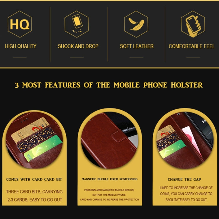 For HTC Desire 20+ idewei Crazy Horse Texture Horizontal Flip Leather Case with Holder & Card Slots & Wallet(Brown) - free shipping - PMC Jewellery - Order now!
