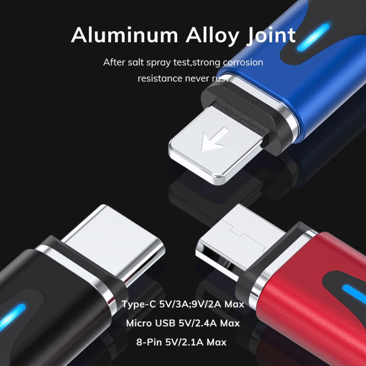 TOPK AM63 1m USB to 8 Pin + USB-C / Type-C + Micro USB 3 in 1 Flat Magnetic Metal Connector Nylon Braided Magnetic Fast Charging Data Cable(Black) - free shipping - PMC Jewellery - Order now!