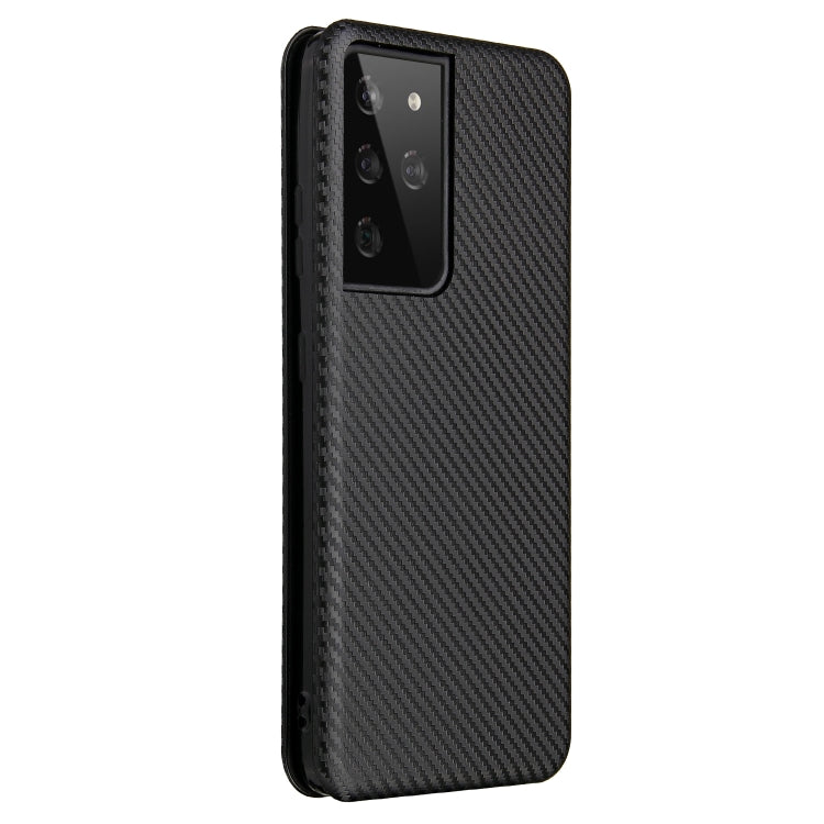 For Samsung Galaxy S21 Ultra 5G Carbon Fiber Texture Horizontal Flip TPU + PC + PU Leather Case with Card Slot(Black) - Galaxy S21 Ultra 5G Cases by PMC TechLife | Online Shopping South Africa | PMC TechLife