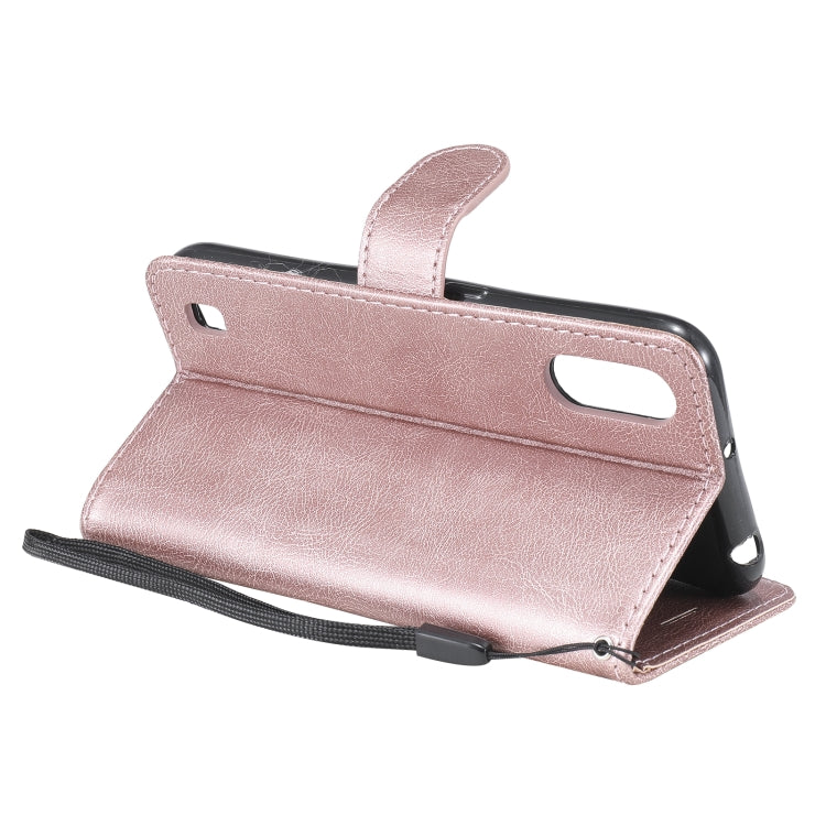 For Samsung Galaxy A01 Solid Color Horizontal Flip Protective Leather Case with Holder & Card Slots & Wallet & Photo Frame & Lanyard(Rose Gold) - Galaxy Phone Cases by PMC TechLife | Online Shopping South Africa | PMC TechLife