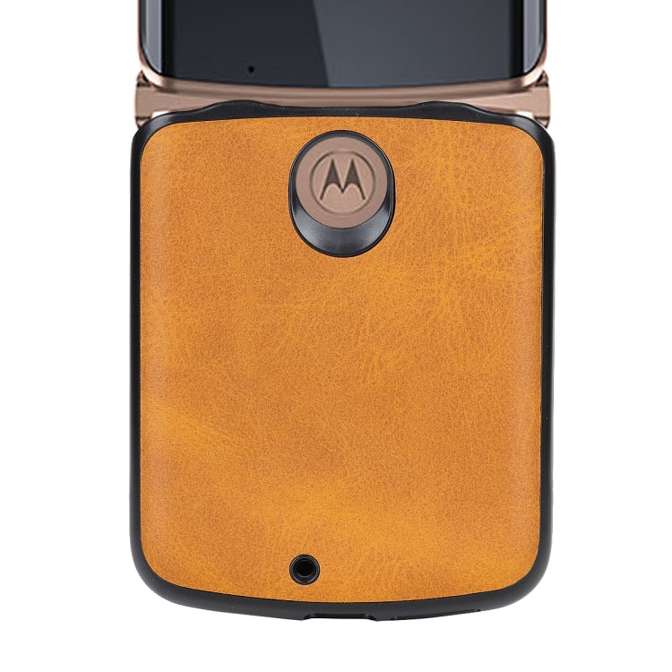 For Motorola Moto Razr 5G Two-color Cowhide Texture Top-grain Leather Shockproof Protective Case(Blue) - Motorola Cases by PMC TechLife | Online Shopping South Africa | PMC TechLife