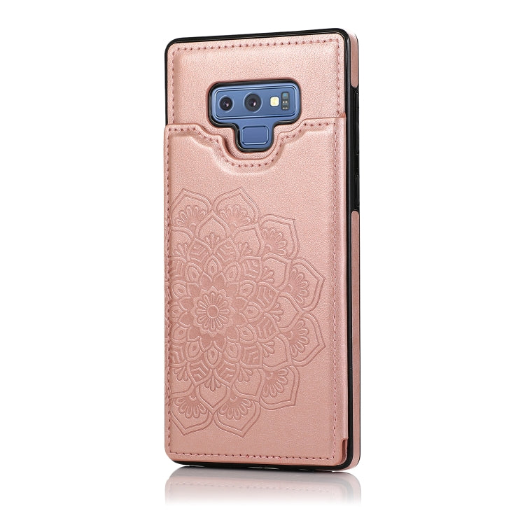 For Samsung Galaxy Note9 Double Buckle Mandala Pattern PU+TPU Protective Case with Card Slots & Holder & Photo Frame(Rose Gold) - Galaxy Phone Cases by PMC TechLife | Online Shopping South Africa | PMC TechLife