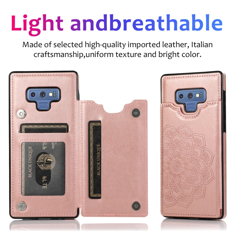 For Samsung Galaxy Note9 Double Buckle Mandala Pattern PU+TPU Protective Case with Card Slots & Holder & Photo Frame(Rose Gold) - Galaxy Phone Cases by PMC TechLife | Online Shopping South Africa | PMC TechLife