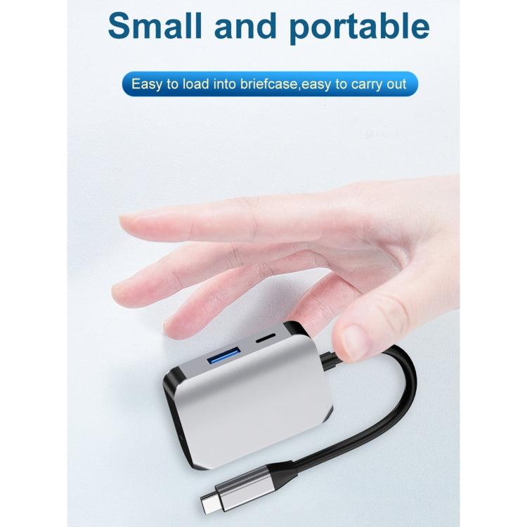 HW-6003 3 In 1 Type-C / USB-C to HDMI + PD + USB 3.0 Docking Station Adapter Converter(Grey) - USB HUB by PMC Jewellery | Online Shopping South Africa | PMC Jewellery | Buy Now Pay Later Mobicred