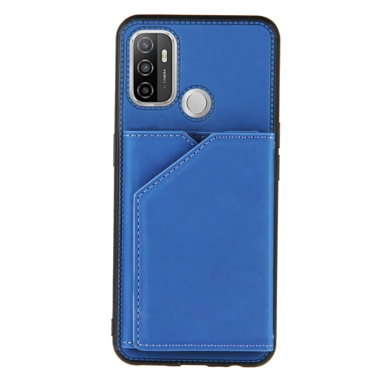 For OPPO A53 Skin Feel PU + TPU + PC Back Cover Shockproof Case with Card Slots & Holder & Photo Frame(Royal Blue) - OPPO Cases by PMC TechLife | Online Shopping South Africa | PMC TechLife | Buy Now Pay Later Mobicred