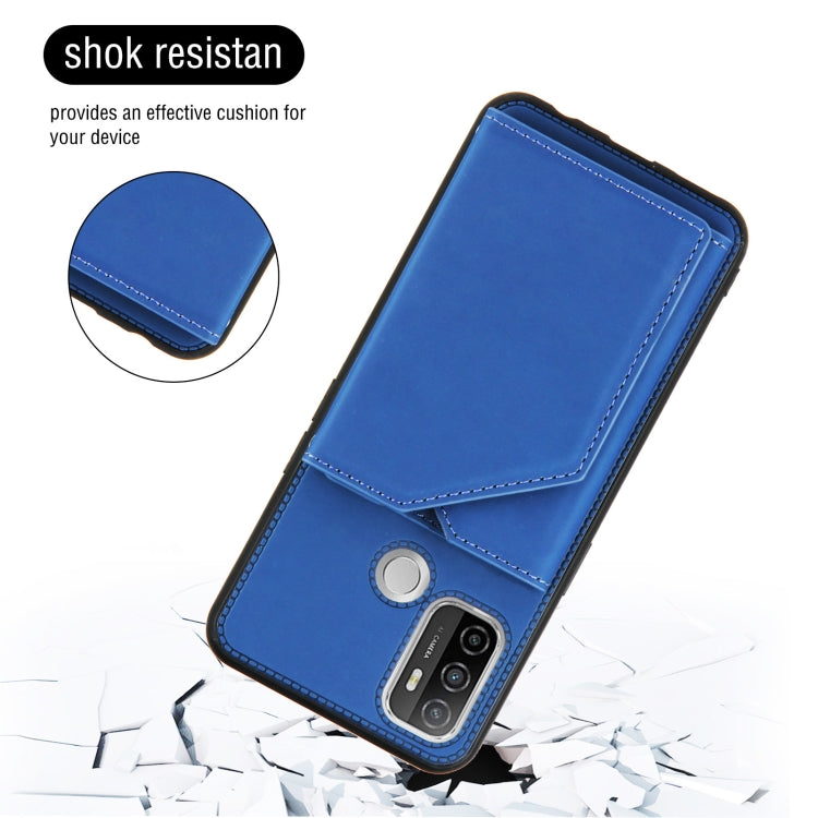 For OPPO A53 Skin Feel PU + TPU + PC Back Cover Shockproof Case with Card Slots & Holder & Photo Frame(Royal Blue) - OPPO Cases by PMC TechLife | Online Shopping South Africa | PMC TechLife | Buy Now Pay Later Mobicred