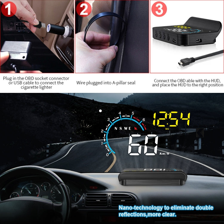 M12 OBD2 + GPS Mode Car Head-up Display HUD Overspeed / Speed / Water Temperature / Low Voltage / Fault Alarm - Head Up Display System by PMC TechLife | Online Shopping South Africa | PMC TechLife | Buy Now Pay Later Mobicred