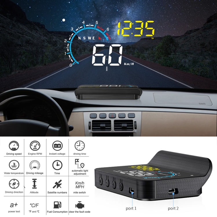 M12 OBD2 + GPS Mode Car Head-up Display HUD Overspeed / Speed / Water Temperature / Low Voltage / Fault Alarm - Head Up Display System by PMC TechLife | Online Shopping South Africa | PMC TechLife | Buy Now Pay Later Mobicred