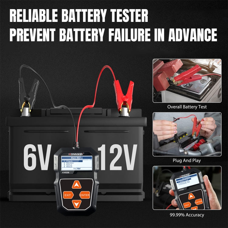 KONNWEI KW208 Car TFT Color Screen Battery Tester Support 8 Languages - free shipping - PMC TechLife - Order now!