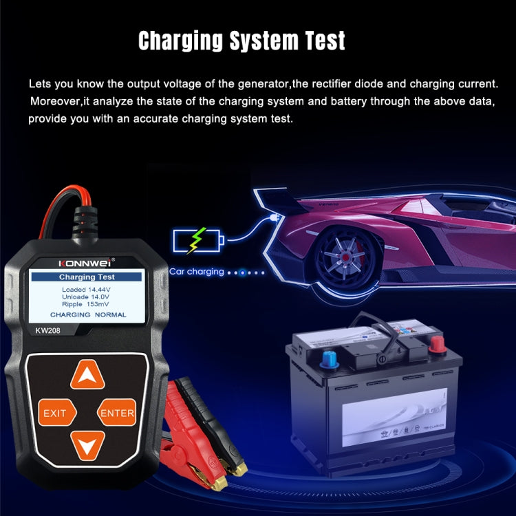 KONNWEI KW208 Car TFT Color Screen Battery Tester Support 8 Languages - free shipping - PMC TechLife - Order now!