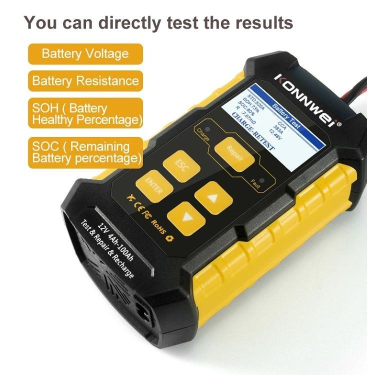 KONNWEI KW510 3 in 1 Car Battery Tester / Charger / Repairer, Support 8 Languages(US Plug) - free shipping - PMC TechLife - Order now!