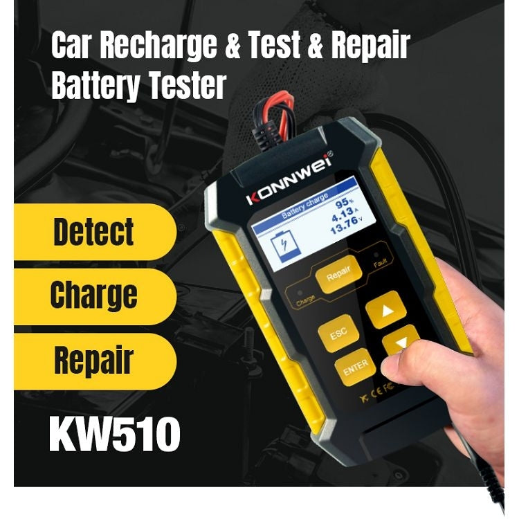 KONNWEI KW510 3 in 1 Car Battery Tester / Charger / Repairer, Support 8 Languages(US Plug) - free shipping - PMC TechLife - Order now!
