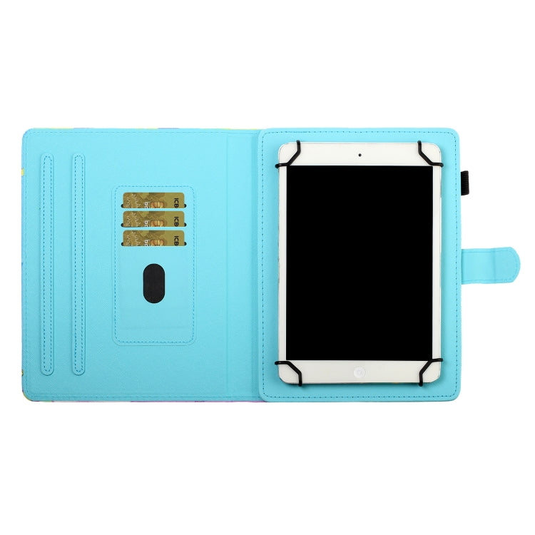 For 10 inch Tablet PC Universal Sewing Thread Horizontal Painted Flat Leather Case with Pen Cover & Anti Skid Strip & Card Slot & Holder(Cat And Tiger) - free shipping - PMC TechLife - Order now!