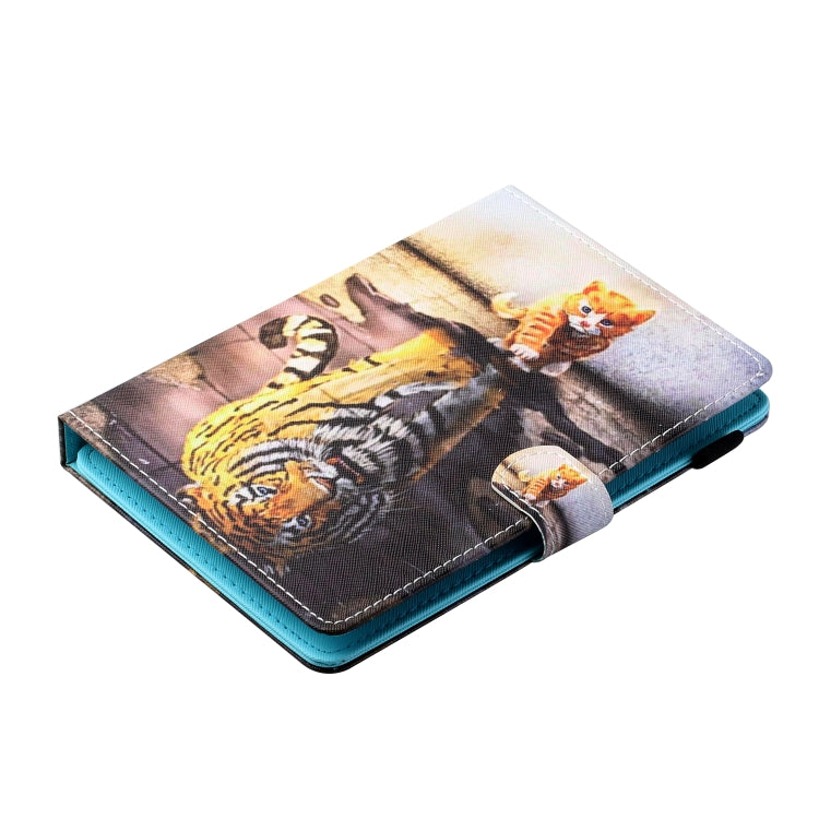 For 10 inch Tablet PC Universal Sewing Thread Horizontal Painted Flat Leather Case with Pen Cover & Anti Skid Strip & Card Slot & Holder(Cat And Tiger) - free shipping - PMC TechLife - Order now!