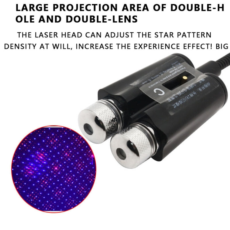 Car Two-color USB Star Dome Light Atmosphere Laser Projection Decorative Light, Voice Control Version(Red Green) - Atmosphere lights by PMC Jewellery | Online Shopping South Africa | PMC Jewellery | Buy Now Pay Later Mobicred