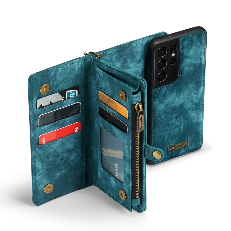 For Samsung Galaxy S21 Ultra 5G CaseMe Detachable Multifunctional Horizontal Flip Leather Case, with Card Slot & Holder & Zipper Wallet & Photo Frame(Green) - free shipping - PMC Jewellery - Order now!