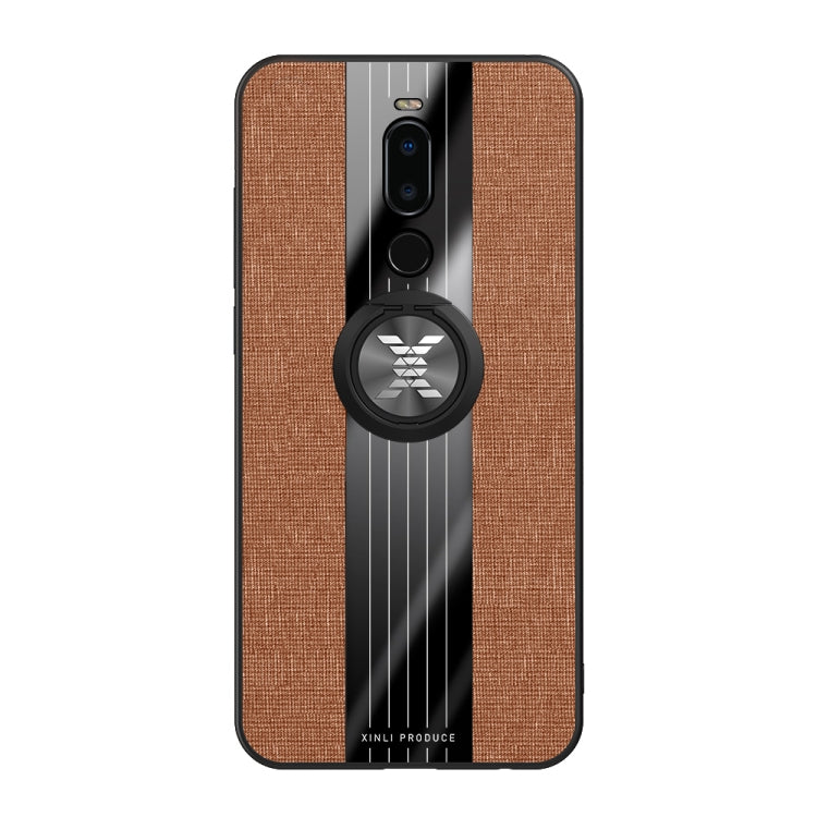 For Meizu Note 8 XINLI Stitching Cloth Texture Shockproof TPU Protective Case with Ring Holder(Brown) - More Brand by XINLI | Online Shopping South Africa | PMC Jewellery | Buy Now Pay Later Mobicred