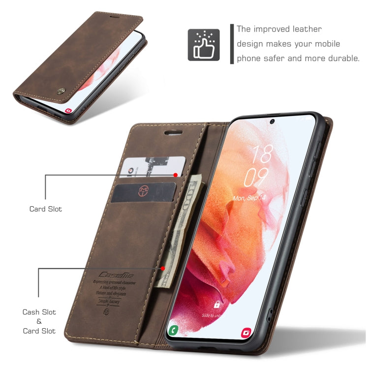 For Samsung Galaxy S21+ 5G CaseMe 013 Multifunctional Horizontal Flip Leather Case with Holder & Card Slot & Wallet(Coffee) - free shipping - PMC Jewellery - Order now!