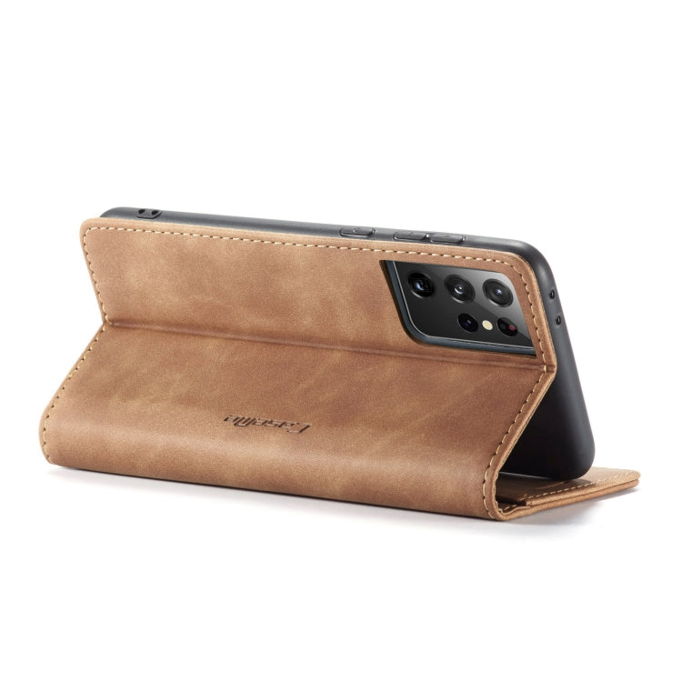For Samsung Galaxy S21 Ultra 5G CaseMe 013 Multifunctional Horizontal Flip Leather Case with Holder & Card Slot & Wallet(Brown) - free shipping - PMC Jewellery - Order now!