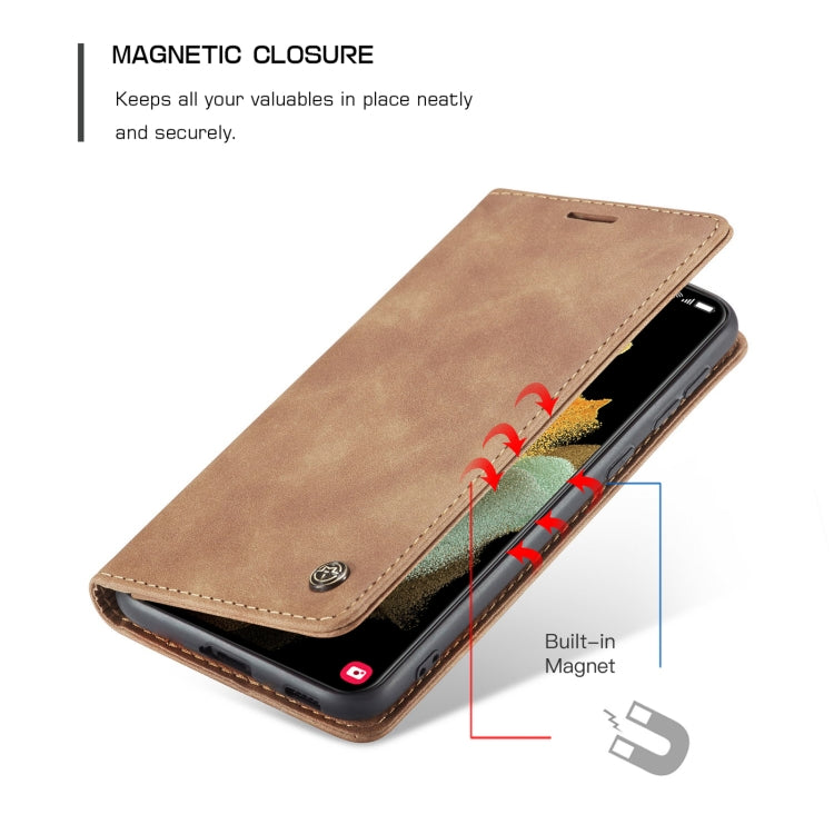 For Samsung Galaxy S21 Ultra 5G CaseMe 013 Multifunctional Horizontal Flip Leather Case with Holder & Card Slot & Wallet(Brown) - free shipping - PMC Jewellery - Order now!