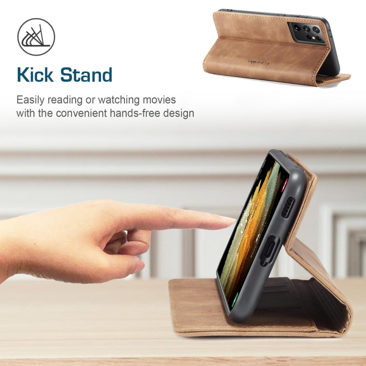 For Samsung Galaxy S21 Ultra 5G CaseMe 013 Multifunctional Horizontal Flip Leather Case with Holder & Card Slot & Wallet(Brown) - free shipping - PMC Jewellery - Order now!