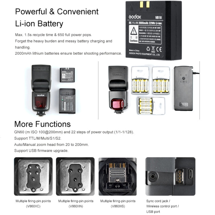 Godox V860IIN 2.4GHz Wireless 1/8000s HSS Flash Speedlite Camera Top Fill Light for Nikon DSLR Cameras(Black) - free shipping - PMC TechLife - Order now!