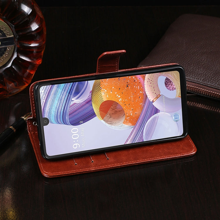 For LG K71 idewei Crazy Horse Texture Horizontal Flip Leather Case with Holder & Card Slots & Wallet(Rose Red) - LG Cases by idewei | Online Shopping South Africa | PMC Jewellery | Buy Now Pay Later Mobicred