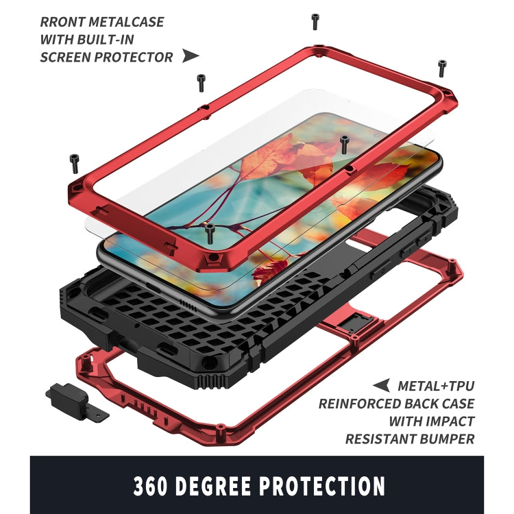 For Samsung Galaxy S21 5G R-JUST Shockproof Waterproof Dust-proof Metal + Silicone Protective Case with Holder(Red) - Galaxy S21 5G Cases by R-JUST | Online Shopping South Africa | PMC TechLife | Buy Now Pay Later Mobicred