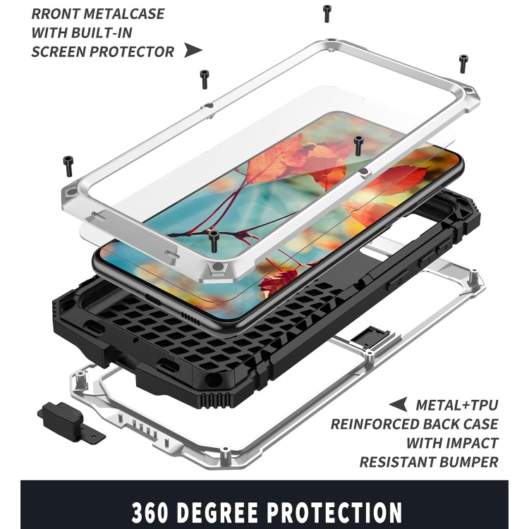 For Samsung Galaxy S21 5G R-JUST Shockproof Waterproof Dust-proof Metal + Silicone Protective Case with Holder(Silver) - free shipping - PMC TechLife - Order now!