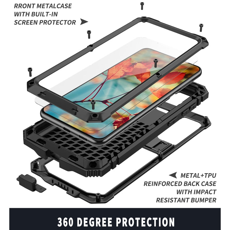 For Samsung Galaxy S21+ 5G R-JUST Shockproof Waterproof Dust-proof Metal + Silicone Protective Case with Holder(Black) - free shipping - PMC TechLife - Order now!