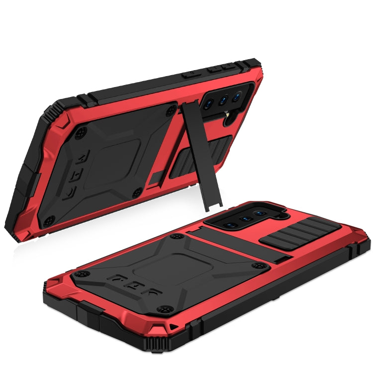 For Samsung Galaxy S21+ 5G R-JUST Shockproof Waterproof Dust-proof Metal + Silicone Protective Case with Holder(Red) - Galaxy S21+ 5G Cases by R-JUST | Online Shopping South Africa | PMC TechLife | Buy Now Pay Later Mobicred