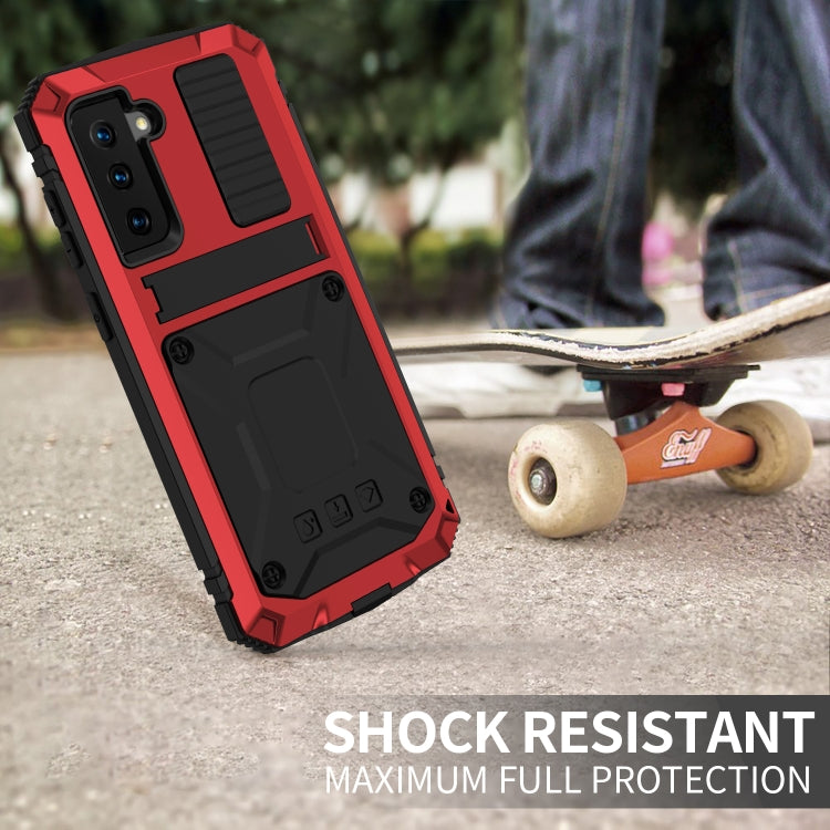 For Samsung Galaxy S21+ 5G R-JUST Shockproof Waterproof Dust-proof Metal + Silicone Protective Case with Holder(Red) - Galaxy S21+ 5G Cases by R-JUST | Online Shopping South Africa | PMC TechLife | Buy Now Pay Later Mobicred