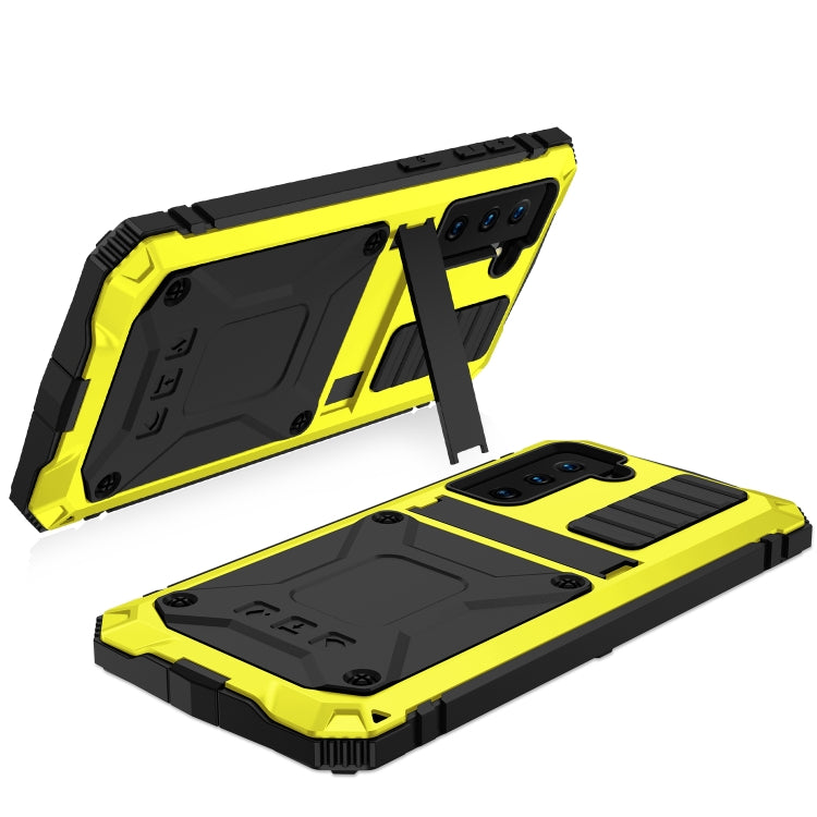 For Samsung Galaxy S21+ 5G R-JUST Shockproof Waterproof Dust-proof Metal + Silicone Protective Case with Holder(Yellow) - free shipping - PMC TechLife - Order now!