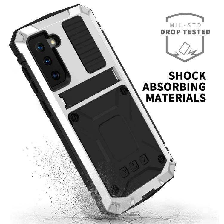 For Samsung Galaxy S21+ 5G R-JUST Shockproof Waterproof Dust-proof Metal + Silicone Protective Case with Holder(Silver) - free shipping - PMC TechLife - Order now!