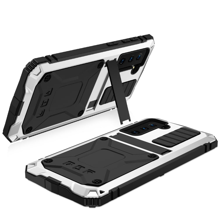 For Samsung Galaxy S21+ 5G R-JUST Shockproof Waterproof Dust-proof Metal + Silicone Protective Case with Holder(Silver) - free shipping - PMC TechLife - Order now!
