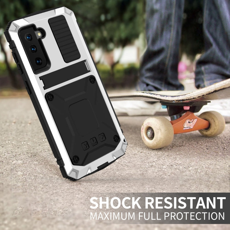 For Samsung Galaxy S21+ 5G R-JUST Shockproof Waterproof Dust-proof Metal + Silicone Protective Case with Holder(Silver) - free shipping - PMC TechLife - Order now!