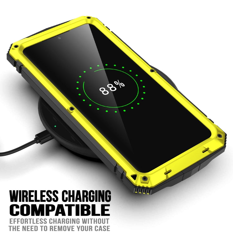 For Samsung Galaxy S21 Ultra 5G R-JUST Shockproof Waterproof Dust-proof Metal + Silicone Protective Case with Holder(Yellow) - Galaxy S21 Ultra 5G Cases by R-JUST | Online Shopping South Africa | PMC TechLife | Buy Now Pay Later Mobicred