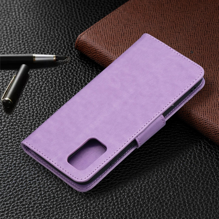 For Samsung Galaxy A02s (EU Version) Embossing Two Butterflies Pattern Horizontal Flip PU Leather Case with Holder & Card Slot & Wallet & Lanyard(Purple) - Galaxy Phone Cases by PMC TechLife | Online Shopping South Africa | PMC TechLife