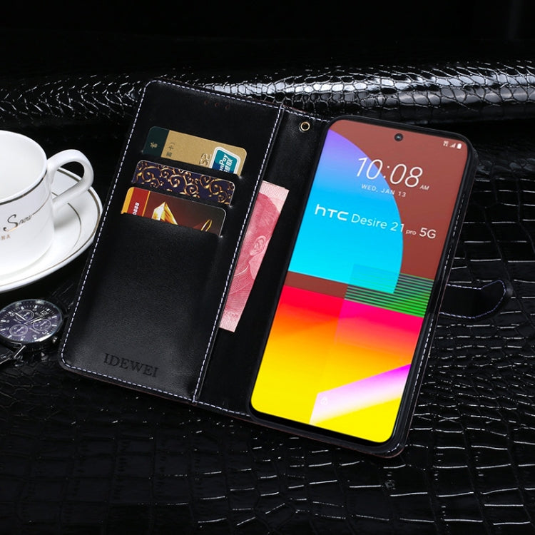 For HTC Desire 21+ idewei Crocodile Texture Horizontal Flip Leather Case with Holder & Card Slots & Wallet(Dark Blue) - More Brand by idewei | Online Shopping South Africa | PMC Jewellery | Buy Now Pay Later Mobicred