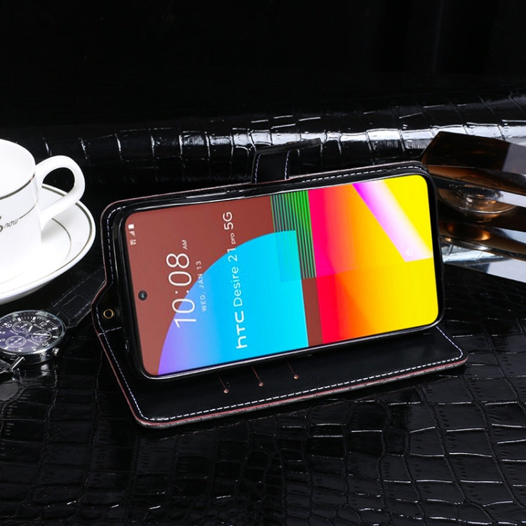 For HTC Desire 21+ idewei Crocodile Texture Horizontal Flip Leather Case with Holder & Card Slots & Wallet(Dark Brown) - More Brand by idewei | Online Shopping South Africa | PMC Jewellery | Buy Now Pay Later Mobicred