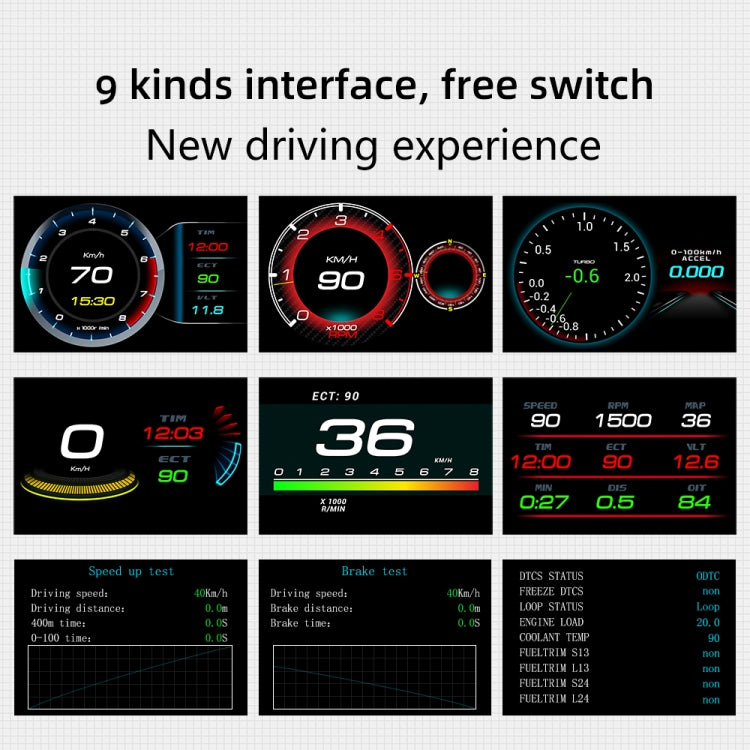 F9 OBD2 Car HUD Head-up Display Speed / Water Temperature / Voltage Display - Head Up Display System by PMC TechLife | Online Shopping South Africa | PMC TechLife | Buy Now Pay Later Mobicred