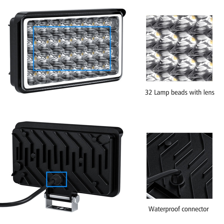 WUPP CS-1242A1 Car 4 inch Square 32LEDs Highlight Work Light Modified Front Bumper Lamp Spotlight - Work Lights by WUPP | Online Shopping South Africa | PMC TechLife | Buy Now Pay Later Mobicred