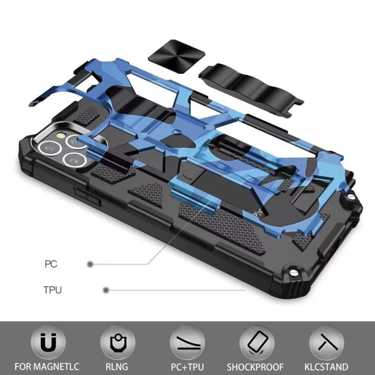 For iPhone 11 Pro Max Camouflage Armor Shockproof TPU + PC Magnetic Protective Case with Holder (Army Green) - iPhone 11 Pro Max Cases by PMC TechLife | Online Shopping South Africa | PMC TechLife | Buy Now Pay Later Mobicred