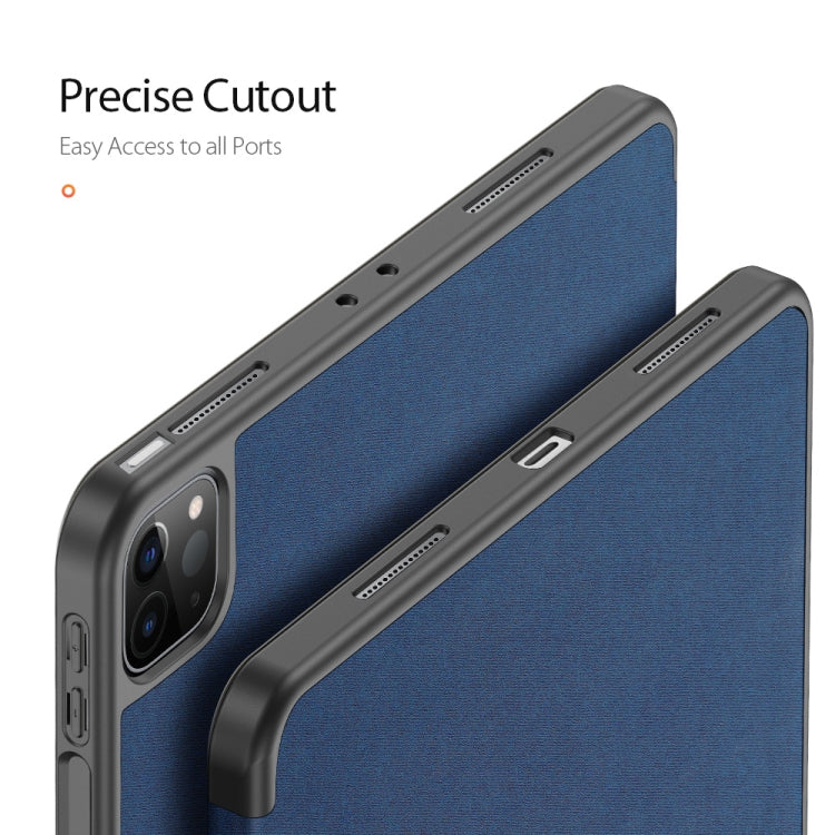 For iPad Pro 12.9 2022 / 2021 / 2020 DUX DUCIS Domo Series Horizontal Flip Magnetic TPU + PU Leather Tablet Case with Three-folding Holder & Pen Slot & Sleep / Wake-up Function(Blue) - free shipping - PMC Jewellery - Order now!