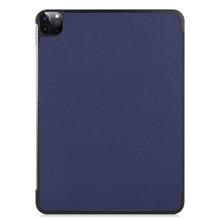 For  iPad Air 13 2024 / Pro 12.9 2022 Custer Texture 3-folding Smart Leather Tablet Case(Dark Blue) - iPad Pro 12.9 (2022/2021) Cases by PMC TechLife | Online Shopping South Africa | PMC TechLife | Buy Now Pay Later Mobicred