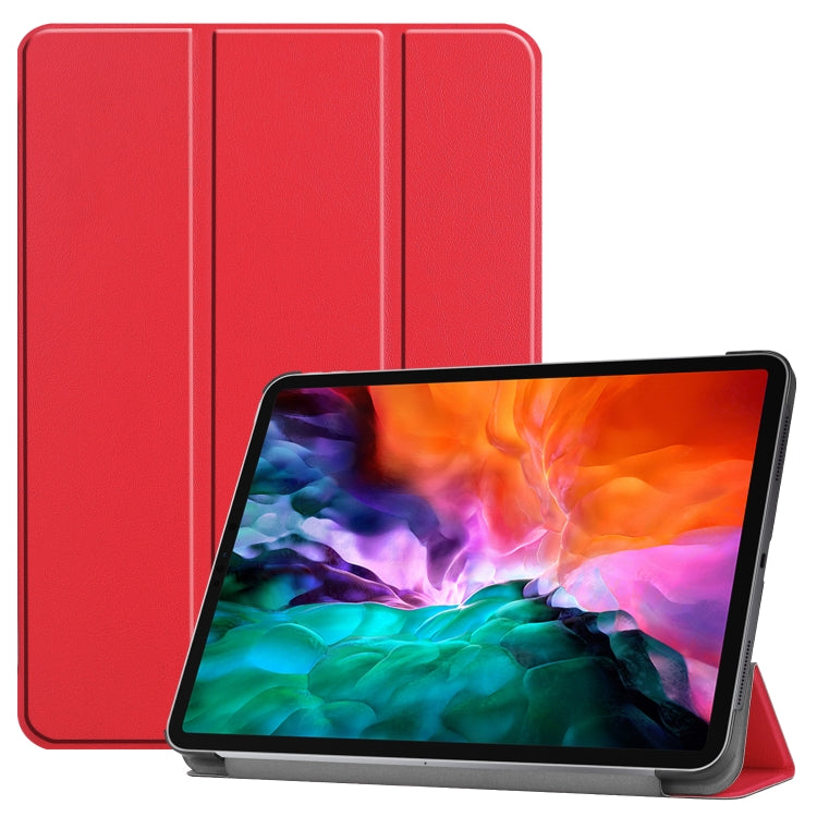 For  iPad Air 13 2024 / Pro 12.9 2022 Custer Texture 3-folding Smart Leather Tablet Case(Red) - iPad Pro 12.9 (2022/2021) Cases by PMC TechLife | Online Shopping South Africa | PMC TechLife | Buy Now Pay Later Mobicred