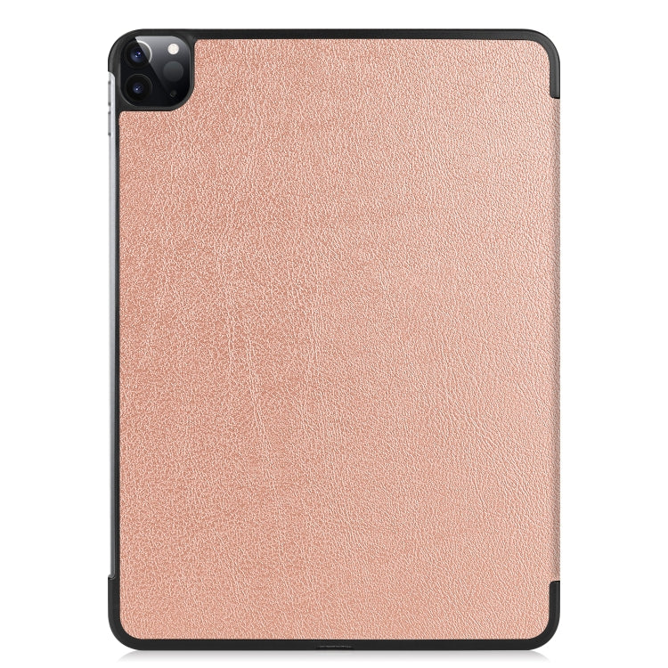 For  iPad Air 13 2024 / Pro 12.9 2022 Custer Texture 3-folding Smart Leather Tablet Case(Rose Gold) - iPad Pro 12.9 (2022/2021) Cases by PMC TechLife | Online Shopping South Africa | PMC TechLife | Buy Now Pay Later Mobicred