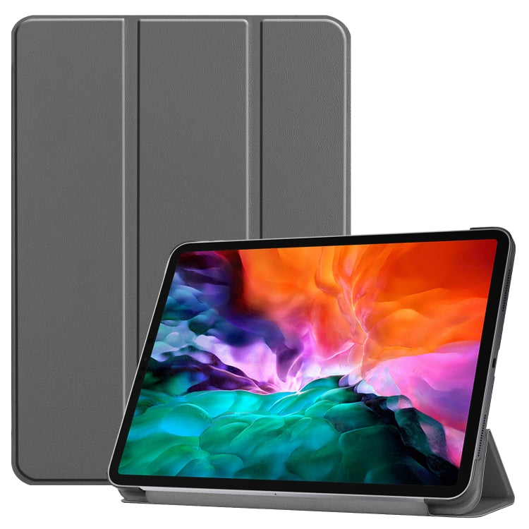 For  iPad Air 13 2024 / Pro 12.9 2022 Custer Texture 3-folding Smart Leather Tablet Case(Grey) - iPad Pro 12.9 (2022/2021) Cases by PMC TechLife | Online Shopping South Africa | PMC TechLife | Buy Now Pay Later Mobicred