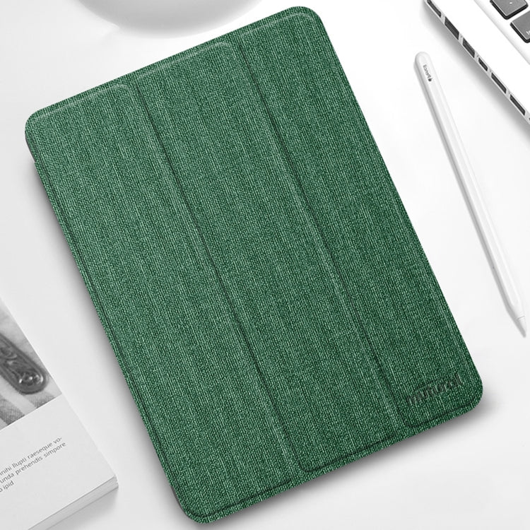 For iPad Pro 12.9 2022 / 2021 / 2020 Mutural YASHI Series TPU + PU Cloth Pattern Texture Horizontal Flip Leather Tablet Case with Three-folding Holder & Pen Slot & Wake-up / Sleep Function(Green) - free shipping - PMC TechLife - Order now!